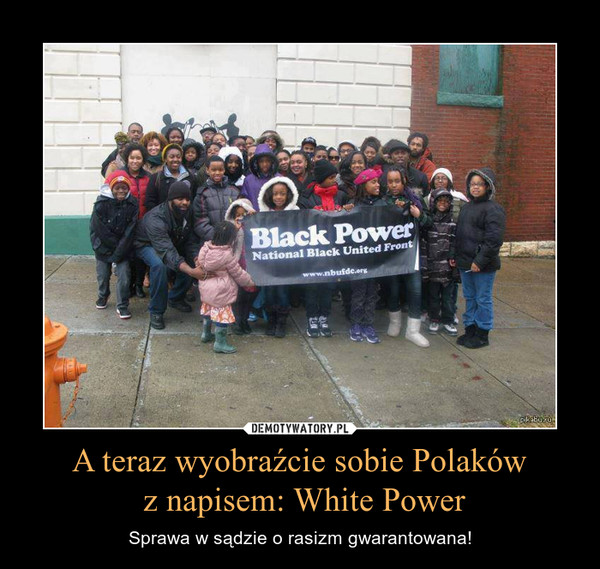 A teraz wyobraźcie sobie Polaków z napisem: White Power – Sprawa w sądzie o rasizm gwarantowana! 