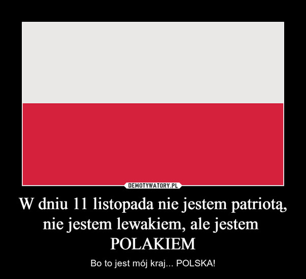 W dniu 11 listopada nie jestem patriotą,
nie jestem lewakiem, ale jestem 
POLAKIEM