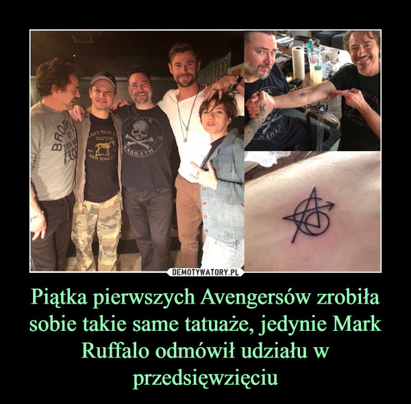 Piątka pierwszych Avengersów zrobiła sobie takie same tatuaże, jedynie Mark Ruffalo odmówił udziału w przedsięwzięciu –  