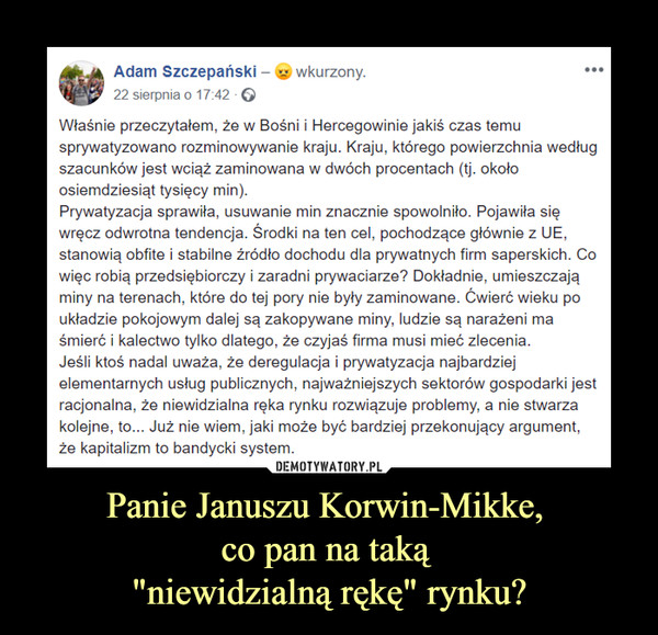 Panie Januszu Korwin-Mikke, co pan na taką "niewidzialną rękę" rynku? –  