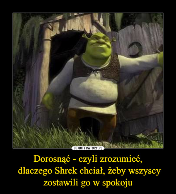 Dorosnąć - czyli zrozumieć,
 dlaczego Shrek chciał, żeby wszyscy zostawili go w spokoju