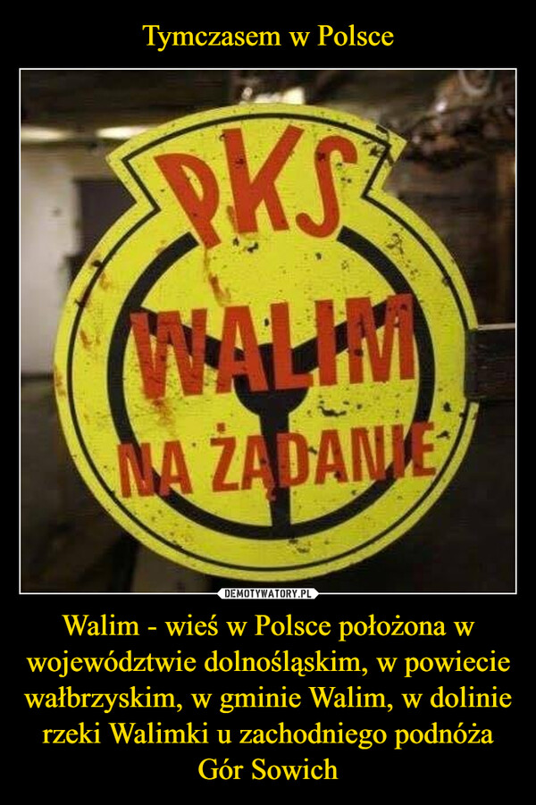 Walim - wieś w Polsce położona w województwie dolnośląskim, w powiecie wałbrzyskim, w gminie Walim, w dolinie rzeki Walimki u zachodniego podnóża Gór Sowich –  pkswalim na żądanie