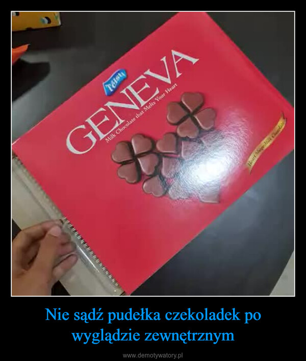 Nie sądź pudełka czekoladek po wyglądzie zewnętrznym –  he191GENEVAMilk Chocolate that Melts Your Heart********Heart Shape Milk Cha
